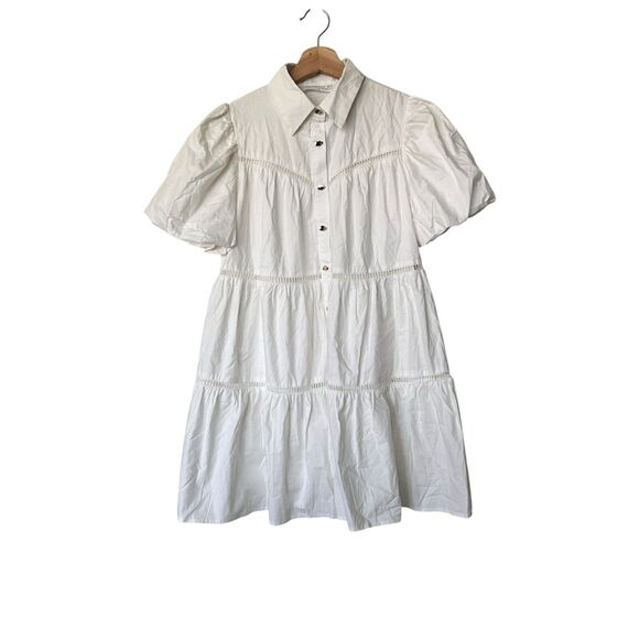 NWT Impressions Sunday Stroll S white cotton Sundress mini babydoll dress - Picture 2 of 13